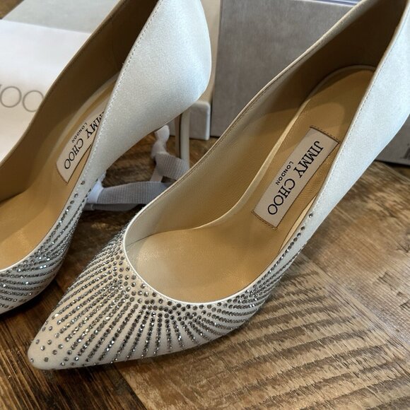 Jimmy Choo Romy Ivory Shooting Crystals on Satin - Picture 3 of 12